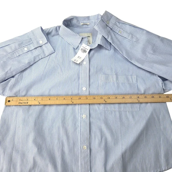 Abercrombie Oversized Cropped Poplin Dress Shirt NEW Womens Medium Blue White - Picture 10 of 11